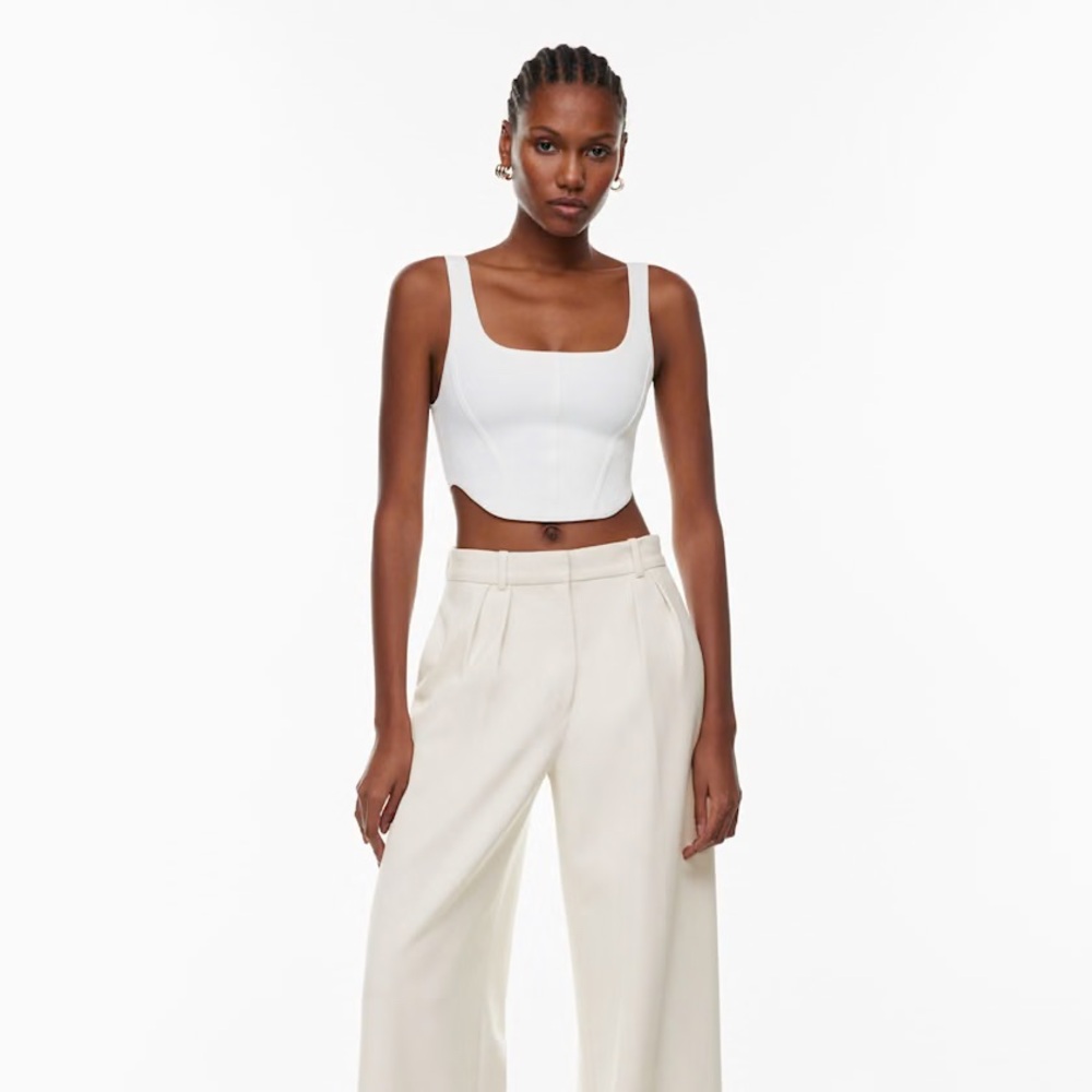 aritzia babaton sculpt knit bustier tank in white